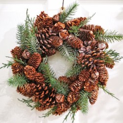 13IN PINECONE BELL WREATH